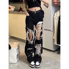 Tattered Medieval Straight Denim Pant black / S