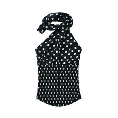 Polka Dot Halter Top Elastic Waist Mini Skirt Set
