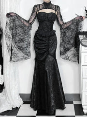 Lace Splicing Asymmetric Skirt