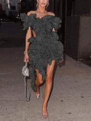 Short Party Dress Backless and Ruffled