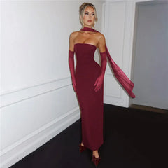 Mesh Sleeve Off-shoulder Long Dress