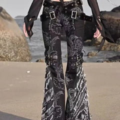 Printed Medieval Dragon Flared Pant