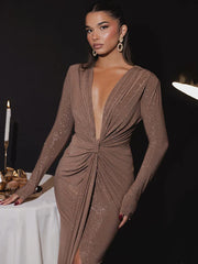 Sophia/ Glitter V-Neck Dress