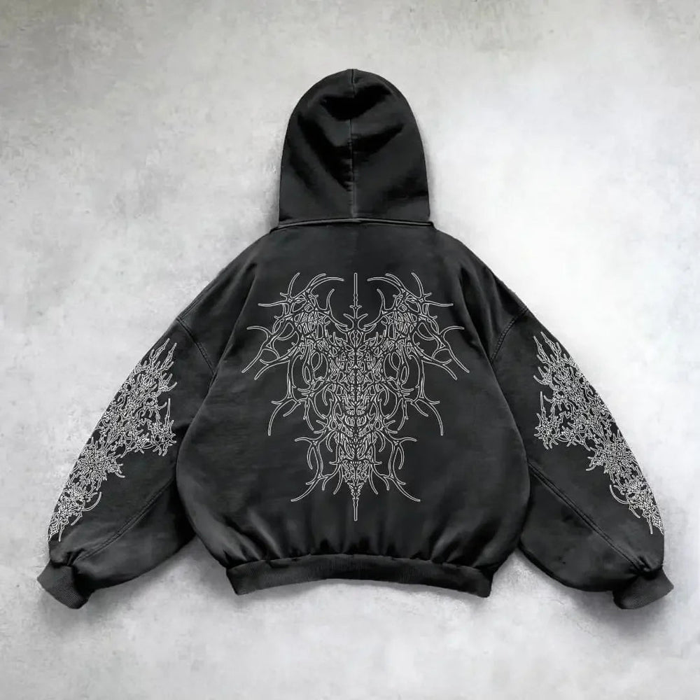 Harajuku Mysterious Printed Hoodie