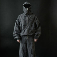 Y2K Gothic Denim Joining Zipper Hoodie