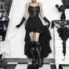 Steampunk Ruffle High Low Skirt