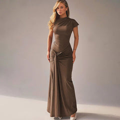 Short Sleeve Maxi Dress Curvy Silhouette & Flattering Tie-Up
