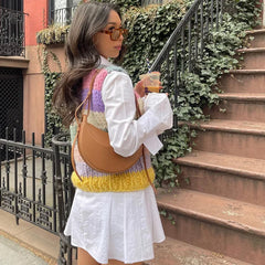 Rainbow Striped Knitted Sleeveless Sweater