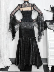 Lace Splicing Asymmetric Skirt