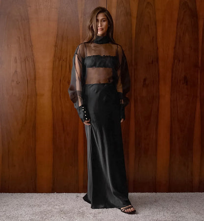 Mesh See-Through Long Sleeve Shirt