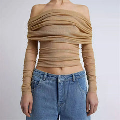 Semi-transparent Mesh Women's Long-sleeved Top