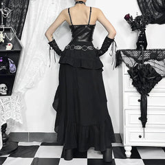 Steampunk Ruffle High Low Skirt