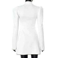 Women's Lace-Up White V-Neck A-Line Short Dress