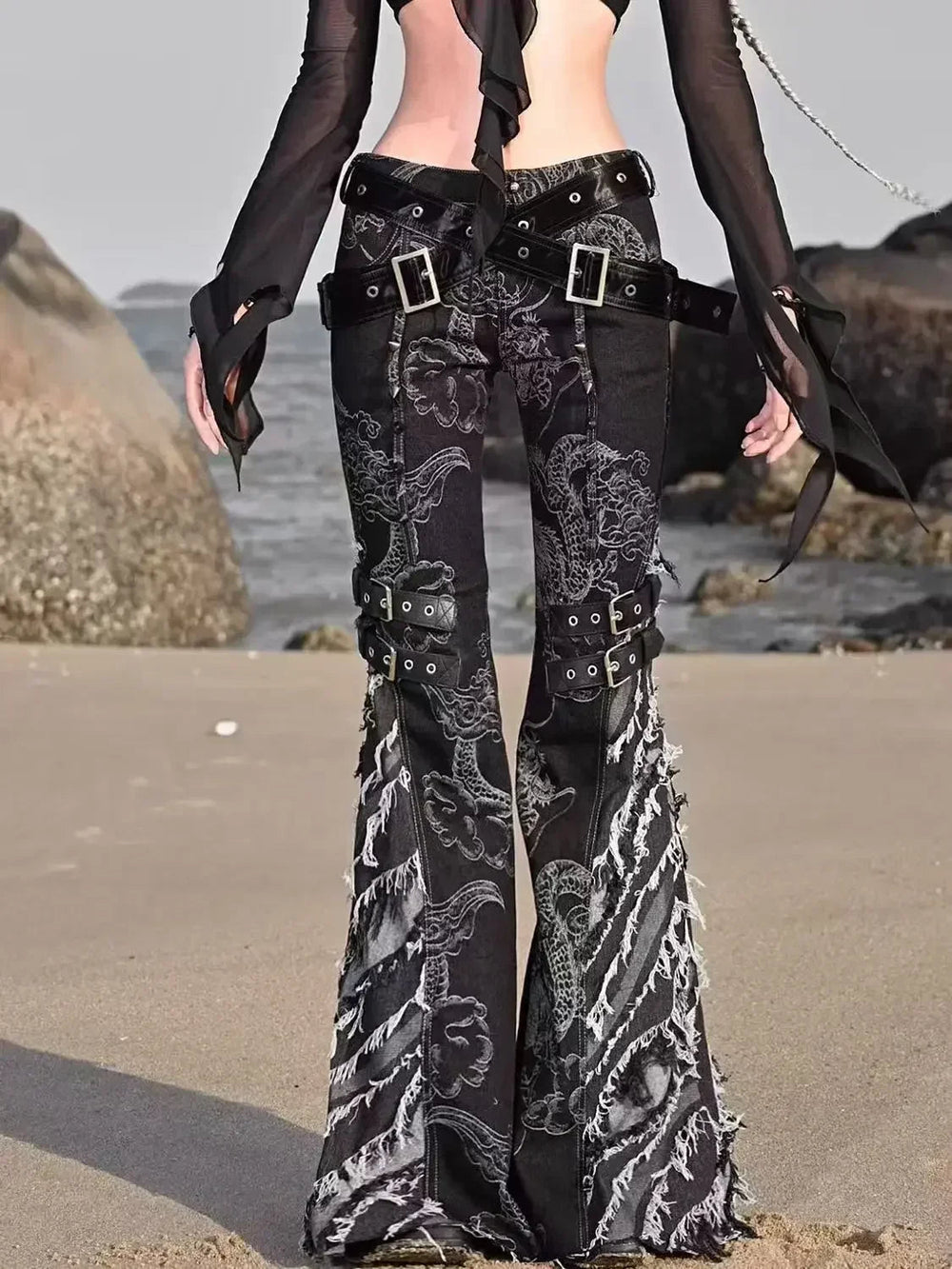 Printed Medieval Dragon Flared Pant