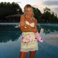 Printed Off-Shoulder Backless Party Dress for Women