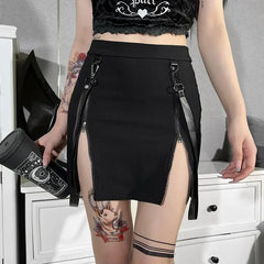 Gothic Bag Hip Split Vintage Skirt black / XS
