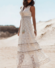 Lace Paneled Flowy Bohemian Boho Dress