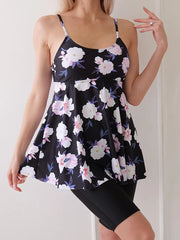 Printed Knee Shorts Tankini Two Piece Set