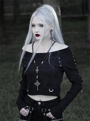 Antique Rebel Gothic Ebony Short Hoodie Black / S