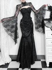 Splicing Uneven Skirt Black / XS