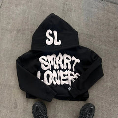 Dark Alphabet Graphic Pullover Hoodie