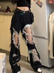 Tattered Medieval Straight Denim Pant