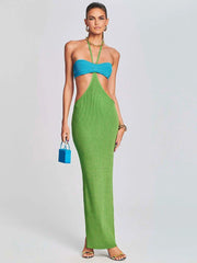Halter Neck Shoulder Bikini Wrap Knit Beach Cover-Up