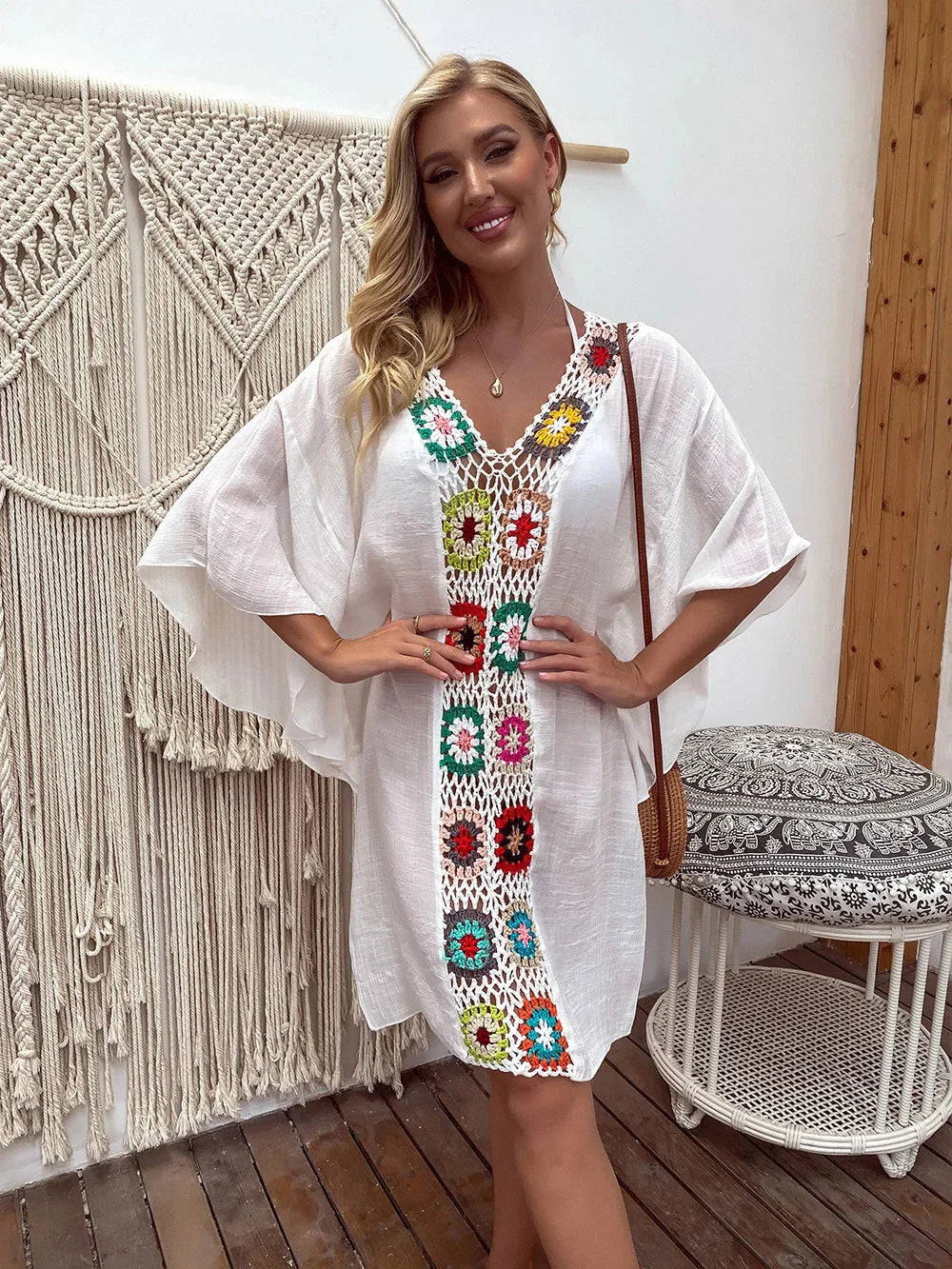 White Fringe Bikini Cover Up White / one size