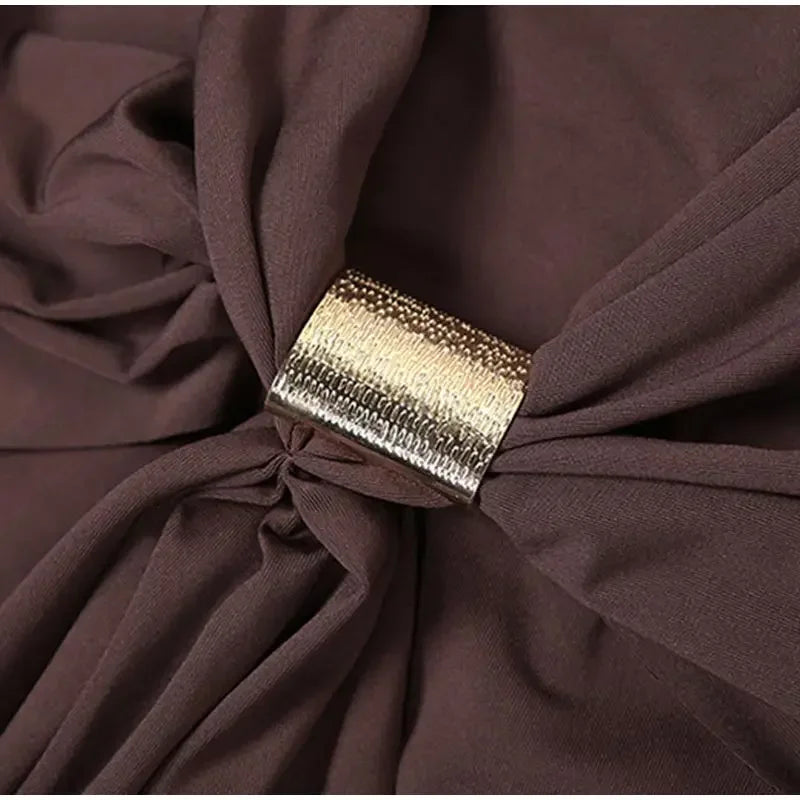 Off The Shoulder Pleated Full Sleeve Dress