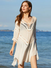 Hollow Out Bikini Mini Cover Up APRICOT / One Size