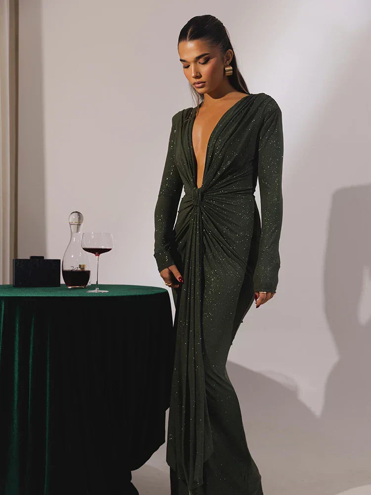 Sophia/ Glitter V-Neck Dress