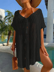 Lace Up Bikini Cover Up Black / One Size
