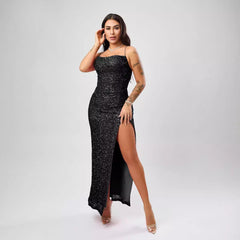 Sequin Formal Dress  Sleeveless Split Dress