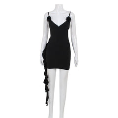 Low Cut Sling Ribbon Hollow Out Cutout Backless Dress Flattering Hip