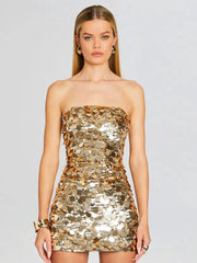 Sequins Strapless Bodycon Mini Dress