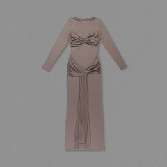 O-neck Long Sleeve Robe fashion Maxi Dress