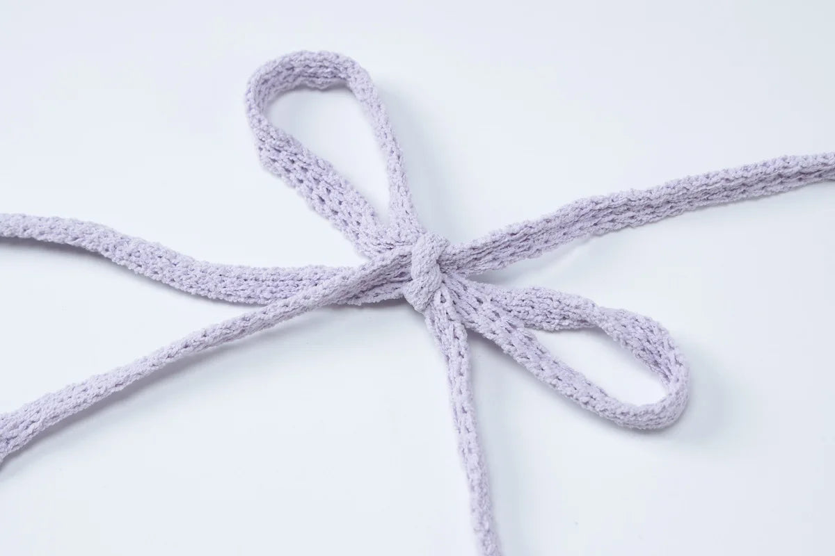 Floral  Knit Hollow Out Lace-Up Maxi Dress