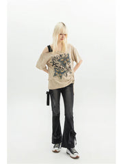Dark Medieval Ribbon Flare Denim Trouser Black / S
