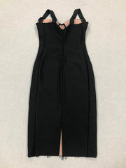 Lace Patchwork Black Midi Dress