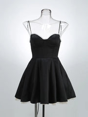 Solid Fit And Flare Spaghetti Strap Mini Dress