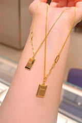Small Gold Brick Pendant Necklace