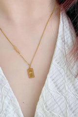 Small Gold Brick Pendant Necklace