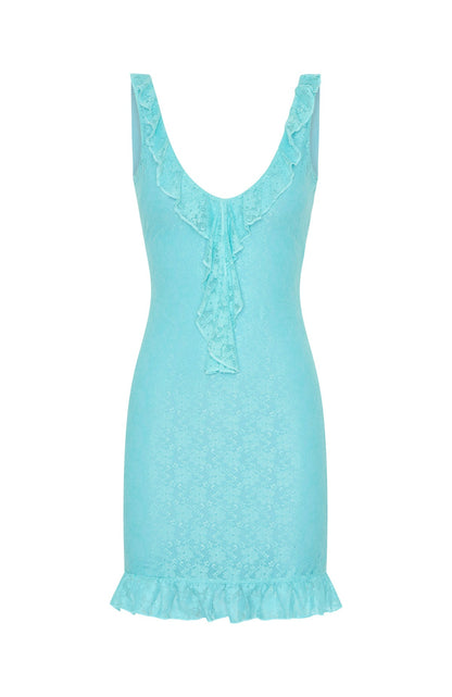 Take A Bow Mini Dress Aqua
