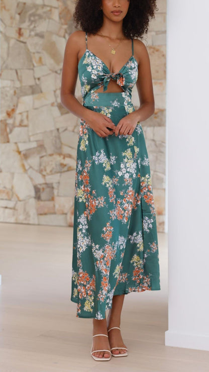 Satin Split Midi Dress