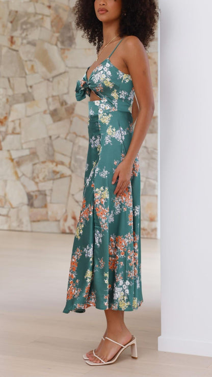 Satin Split Midi Dress