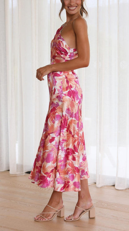 Floral Shoulder Midi Dress