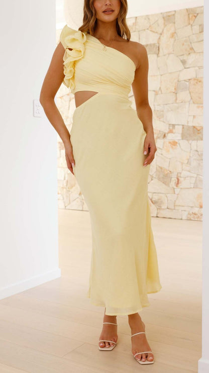 One-Shoulder Cutout Maxi Dress