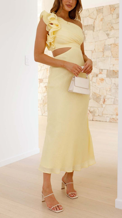 One-Shoulder Cutout Maxi Dress