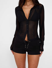 AHLING LONG SLEEVE TOP - BLACK