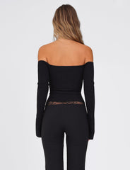 LILYANNA LONG SLEEVE TOP - BLACK